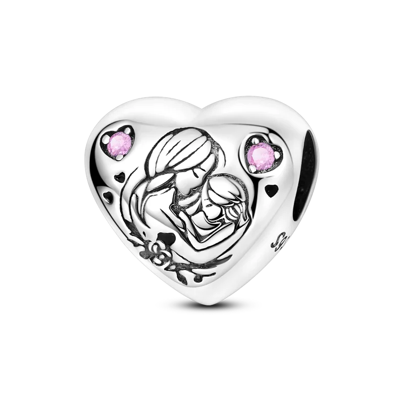 Heart Shape 925 Sterling Silver Family Lover Affection Pendant Charm Beads Fit Original Bangle Bracelet DIY Jewelry For Women Good Vibrations