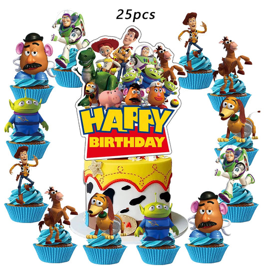 Toy Story Cake Topper、Cupcake Toppers ，Toy Story Birthday Decorations，Theme Party Supplies,  Toy Story Birthday Cake Decorations Good Vibrations