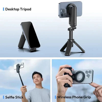 2026 Magnetic Selfie Stick Phone Tripod w Remote Extend Cell Phone Tripod Stand For MagSafe iPhone 16 15 14 13 12 XIAOMI SAMSUNG Good Vibrations