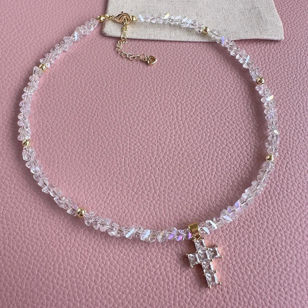 Big CCB Ball Beaded Chain With Heart Beads Pendant Necklace for Women Trendy Ladies Beades Collar on Neck Accessories Gift Good Vibrations