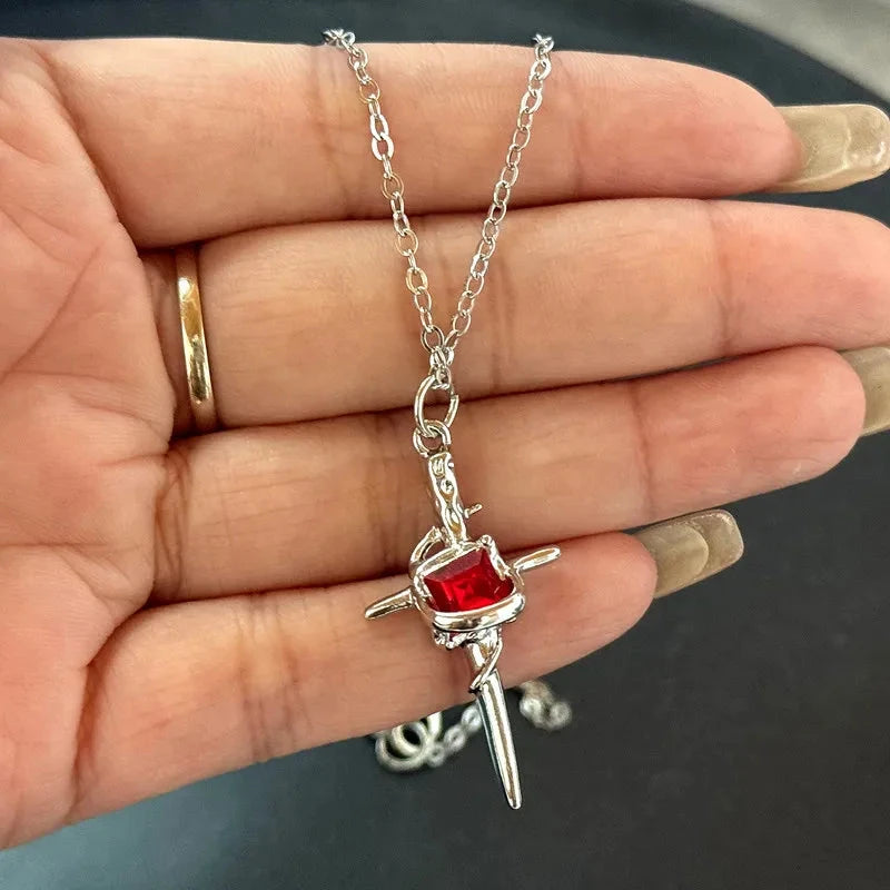 Gothic Cross Necklace for Women Men Punk Religious Crucifix Heart Amulet Necklaces Jewelry Gifts Good Vibrations