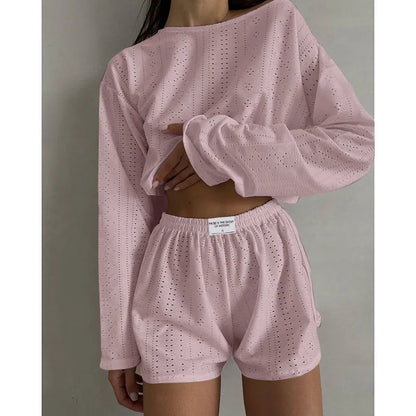 Women's Pajamas Set Sleepwear Spring Long Sleeve Tops With Shorts Home Clothes 2 Piece Sets Pyjama Femme Loungewear Pijama Mujer Good Vibrations