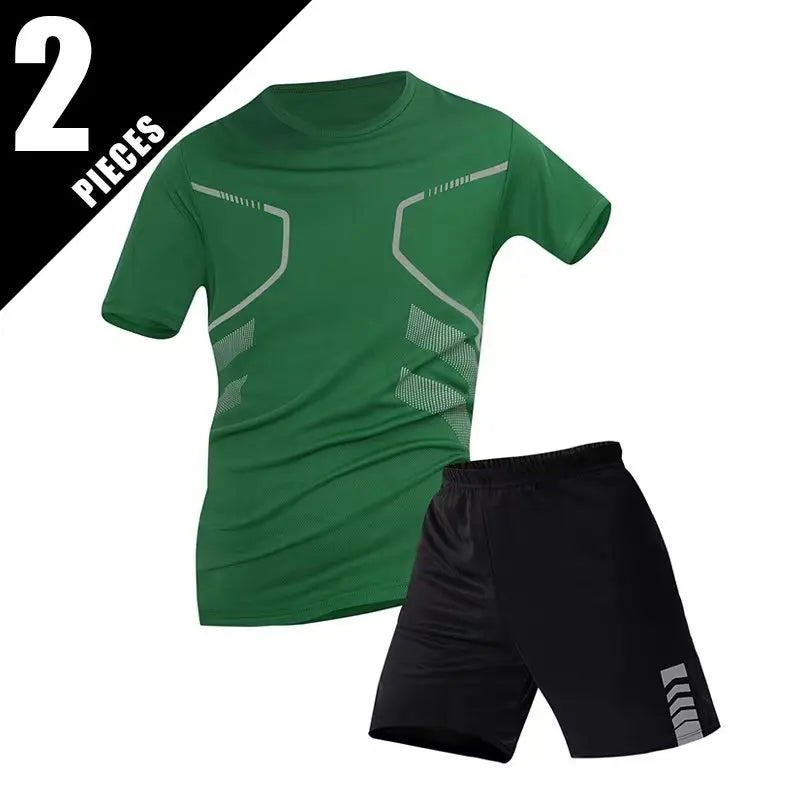 2/4/6 Pcs Plus Size Men's Quick-drying Short-sleeved Shorts Suit Men's Leisure Sports Running Fitness T-shirt Joker Shorts Teen Good Vibrations