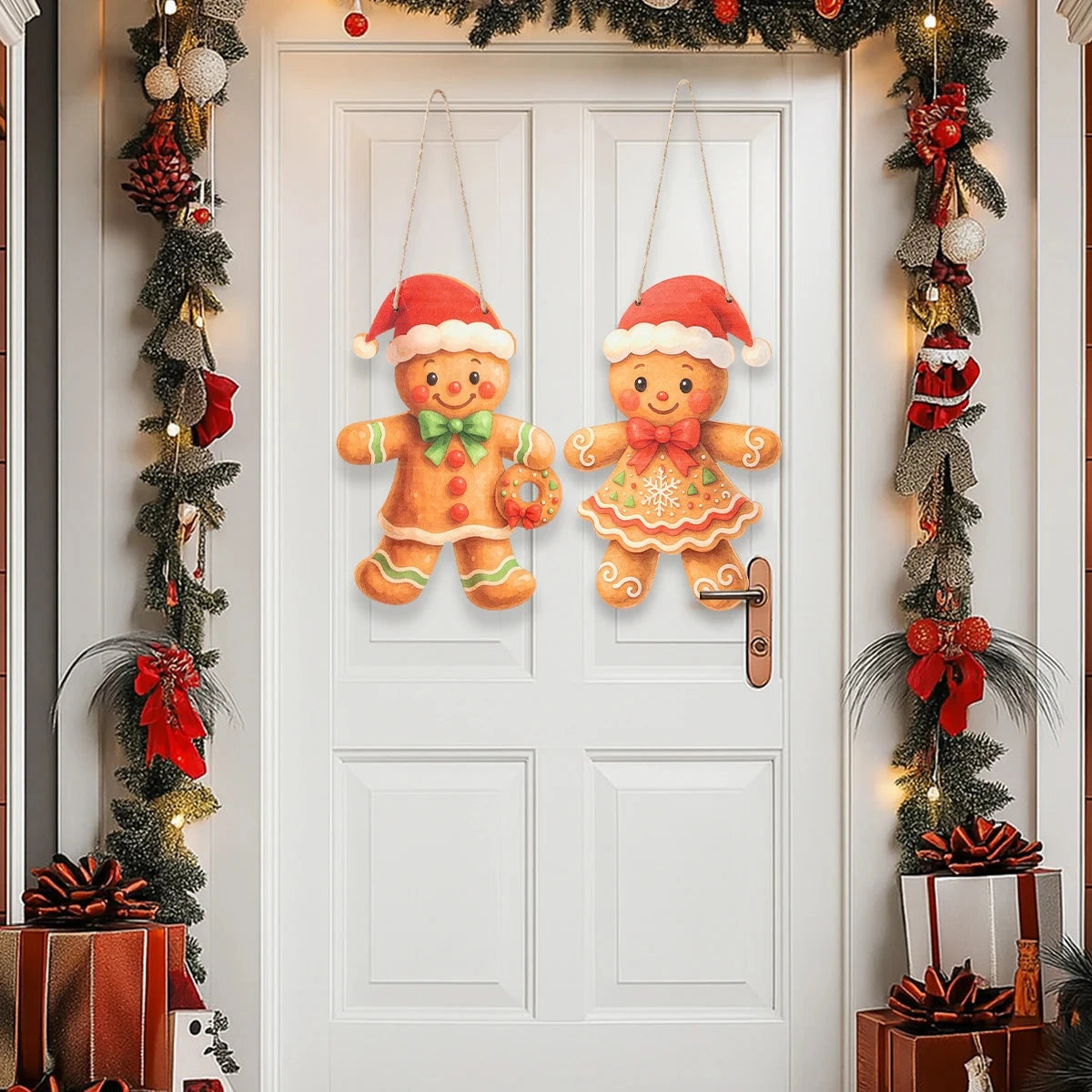Christmas Door Hanging Merry Christmas Decorations for Home 2025 Navidad Xmas Tree Wall Pendant New Year 2026 Good Vibrations