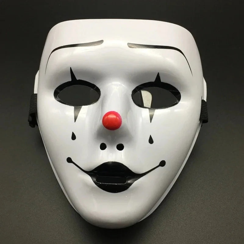 Halloween Props Masquerade Performance Full Face Mask Hand-painted White Street Dance Adult Eye Mask Death Clown Black Gold Good Vibrations