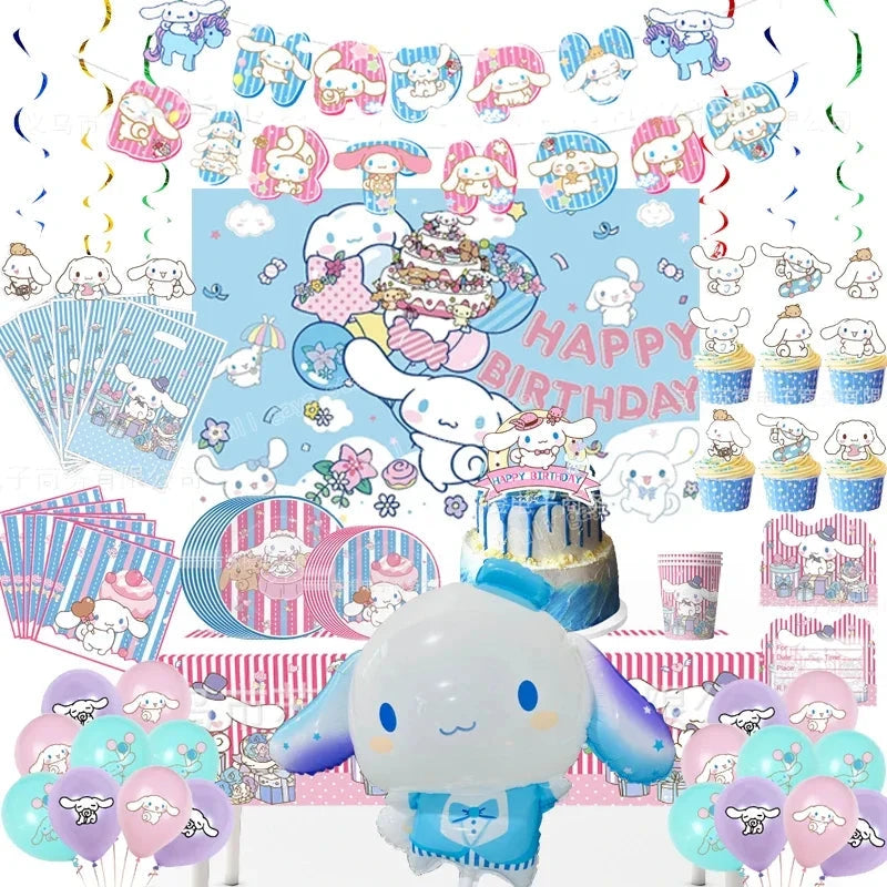 Cinnamoroll Theme Party Supplies Kids Birthday Christmas Decorations Gift Bag Ballons Banner Cake Topper Tableware Accessories Good Vibrations