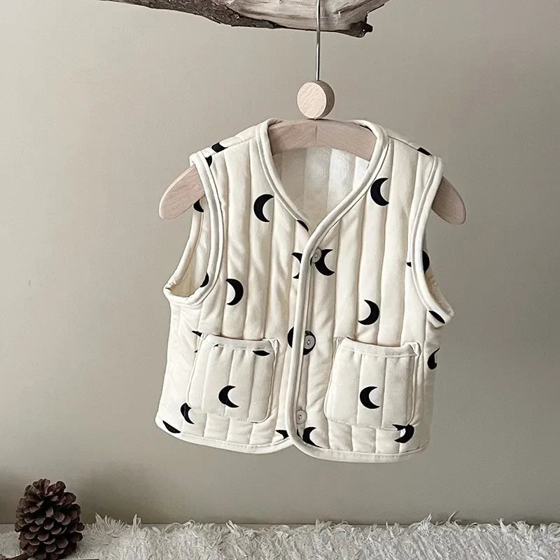 Korean Baby Autumn Winter Floral All-match Vest Baby Windproof Vest Jacket Toddler Girl Spring Waistcoat Cotton Padded Outwear Good Vibrations
