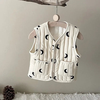 Korean Baby Autumn Winter Floral All-match Vest Baby Windproof Vest Jacket Toddler Girl Spring Waistcoat Cotton Padded Outwear Good Vibrations