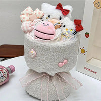 Sanrio Hello Kitty Bouquet Cute Cartoon Plush Doll Flower Cinnamoroll Kuromi My Melody Toys Flower Girl&Child Holiday Gifts Good Vibrations