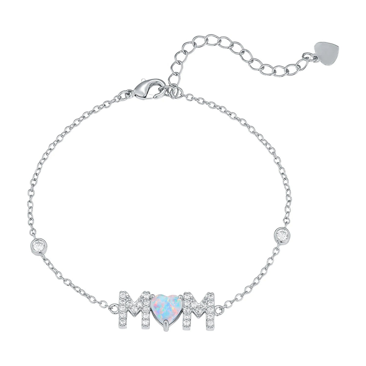 Gifts for Mother from Child,Family Love Jewelry,White Opal & Cubic Zircon,Sentimental MOM Bracelet Perfect for Mother's Day Gift Good Vibrations