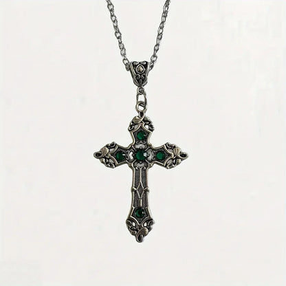 Gothic black ruby cross pendant men's women's for Women, Trendy Layering Pendant Charm Style, Daily Party Gift Evening Wedding Good Vibrations