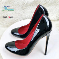 Woman Stiletto Heels Fashion Round Toe Leather Women Shoes Spring Autumn Black Super High Heel Work Shoes Female Pumps Good Vibrations