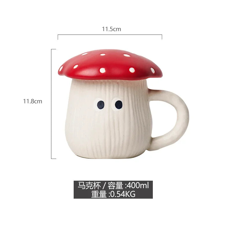 Cute Red Mushroom Ceramic Tableware Coffee Cup Afternoon Tea Set Creative Cartoon Pastry Plate Rice Bowl Salad Plate Dinner Dish Good Vibrations