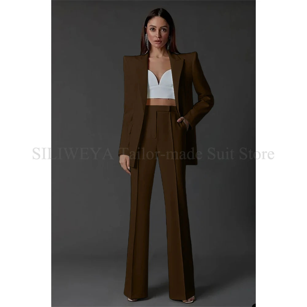 Vintage Women Wedding Suits Set 2 Pcs Blazer+Pants Formal Pantsuit Business Office Slim Fit  Peaky Blinders Takım Elbise Good Vibrations