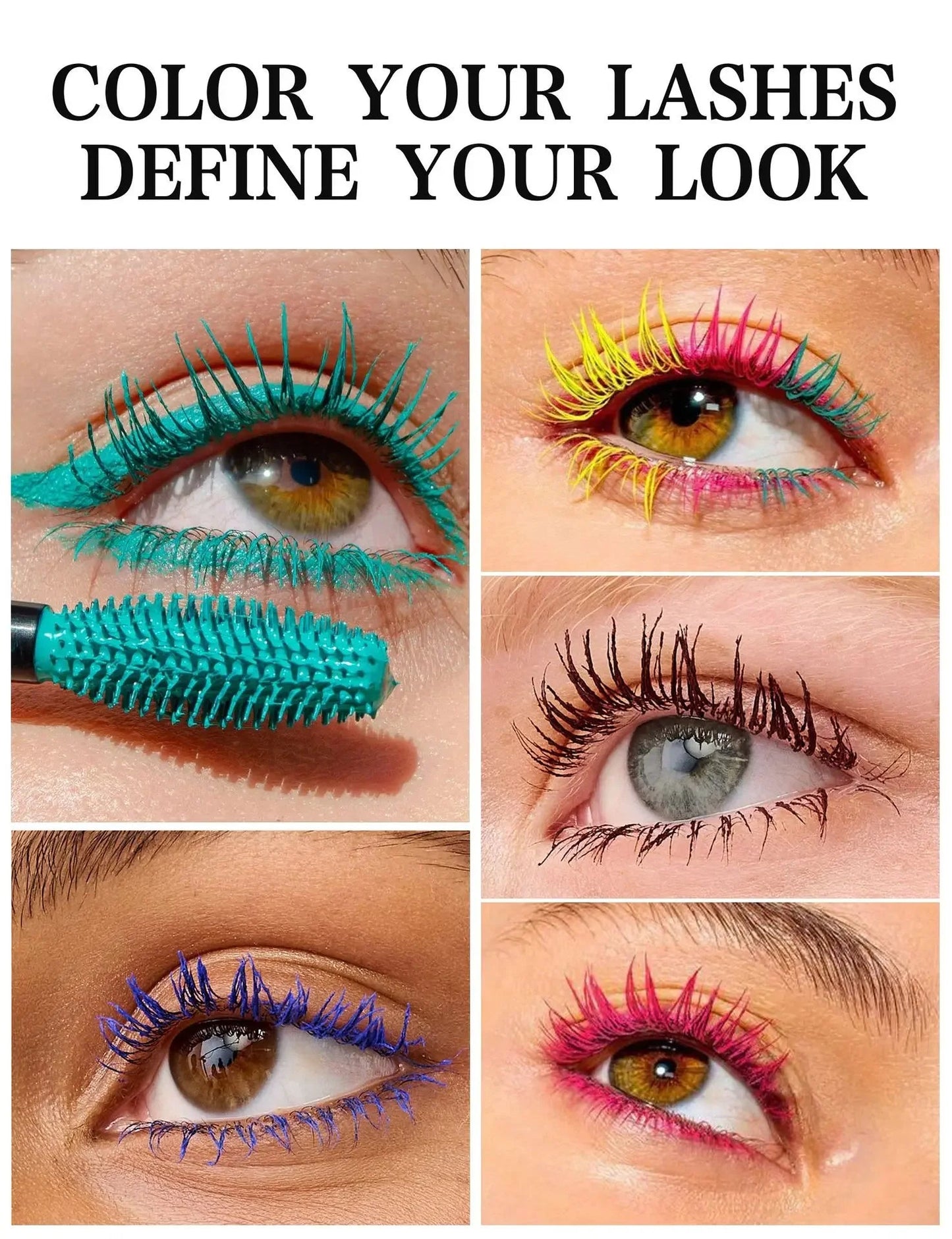 Colorful Silk Mascara Blue Red Black Cream Length Waterproof Smudge-Proof Colored Thickening Lengthening Curling Makeup Cosmetic Good Vibrations