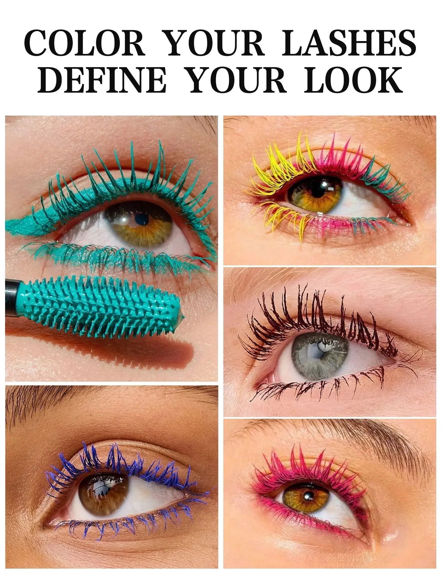Colorful Silk Mascara Blue Red Black Cream Length Waterproof Smudge-Proof Colored Thickening Lengthening Curling Makeup Cosmetic Good Vibrations