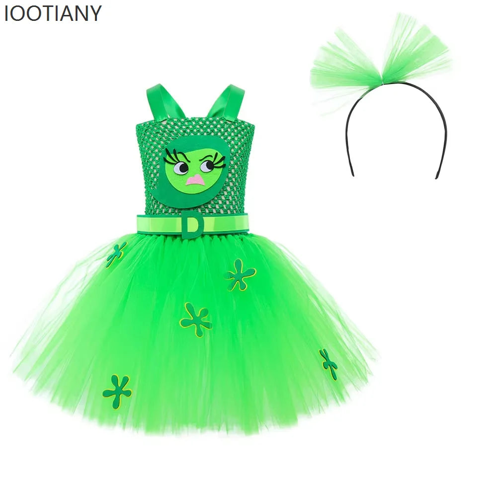 Anime Movie Disgust Anxiety Character Full Set Children Girl Sweet Cute Dress Halloween Carnival Party Stage Performance Costume Good Vibrations