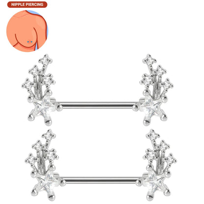 1pair Nipple Piercing Stainless Steel Nipple Rings CZ Butterfly Heart Nipple Barbell For Women Girls 16G Body Piercing Jewelry Good Vibrations