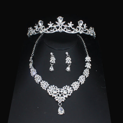 Luxury Crystal Wedding Bridal Jewelry Sets Women/Girl Gold Color Tiara/Crown Earrings Choker Necklace Bride Jewelry Set Good Vibrations Adult Super Store