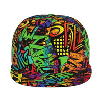 Colorful Graffiti Art Print Baseball Cap Adjustable Snapback Hat for Men Women Unisex Hip Hop Caps Flat Bill Brim Hats Good Vibrations