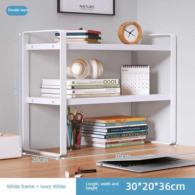 Shelf Desktop Storage  Bookshelf Student Desk Shelves Racks Office Computer Desk Tiered Cabinet Home Storage Holders Organizer Good Vibrations