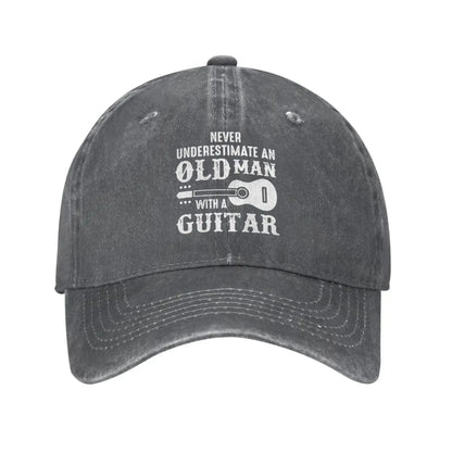 Funny Hat Never Underestimate an Old Man with A Guitar Hats Men Baseball Cap Cute Caps Good Vibrations