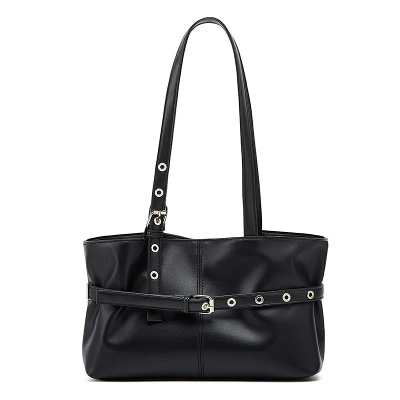 Women Shoulder Bag, Lazy Style New Versatile Large Capacity Fashion Single Shoulder Bag with Belt Decor for Commuter Good Vibrations