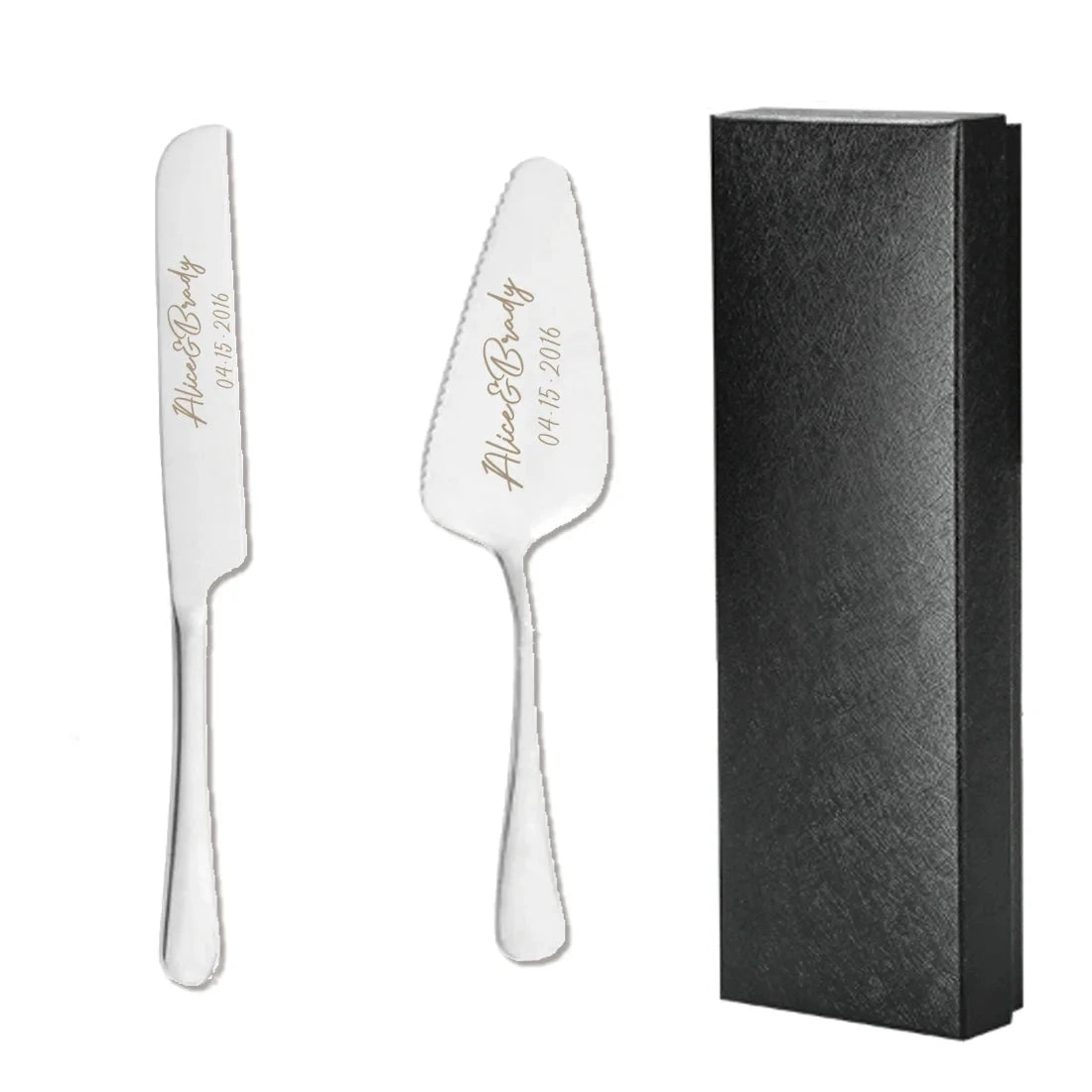 2pc custom engraved stainless steel cake knife set gift box, suitable for weddings, birthdays, all kinds of parties Good Vibrations