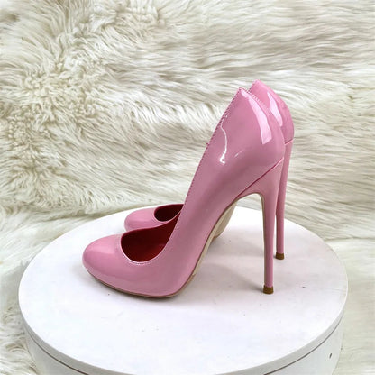 10CM 12CM Woman Stiletto Heels Fashion Round Toe Leather Women Shoes Spring Autumn Black Super High Heel Work Shoes Female Pumps Good Vibrations