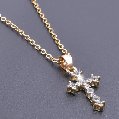 Cross Charm Necklace Crystal Pendant Necklaces For Women Men Accessories Rhinestone Christ Crosses Choker Gift Fashion Jewelry Good Vibrations