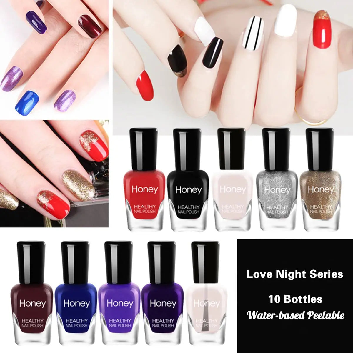 10 PCS Air Dry Nail Polish Peelable Water Based Non Toxic Odorless Quick Dry Toenail Finger Gel No Lamp Baking Nail Art Manicure Good Vibrations