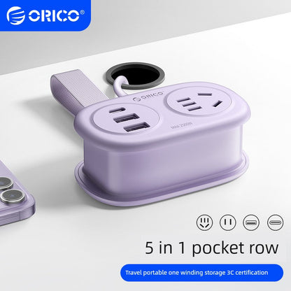 Orico Pocket Power Strip Portable Travel Socket Multifunctional Power Strip Dormitory USB Power Strip Desktop Charging Good Vibrations