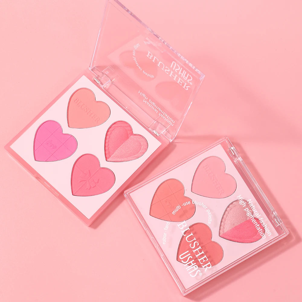 USHAS Blush Plate, 2-Color Optional, Long-lasting Waterproof, Silky and Delicate, Natural Makeup Effect, 3-in-1 Multi-Purpose Good Vibrations