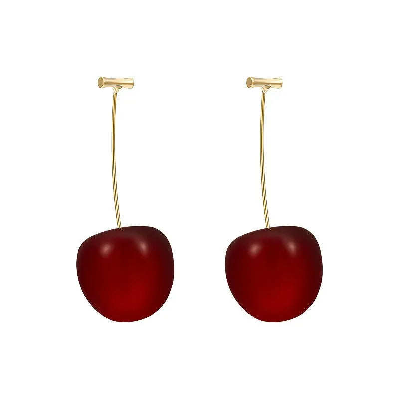 Sweet Red Cherry Earrings Ladies Fashion Delicate Fruit Design Drop Dangle Earrings Wedding Party Korean Ear Jewelry Gift Good Vibrations