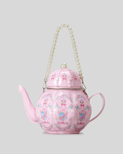 Handbags with teapot design with creative vintage print for women shoulder bag with pearl chains designer luxury shoulder strap Good Vibrations