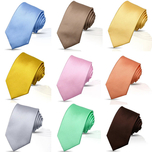 Ties For Men Solid Necktie Wedding Business Ties 7.5cm Slim Coffee Wine Classic Neckties Mens Business Gift Fashion Gravats Good Vibrations