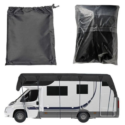 210D Oxford Cloth RV Roof Protective Cover Black Foldable RV Resistant Sunscreen RV Waterproof Roof Tear Supplies Cover S5M5 Good Vibrations