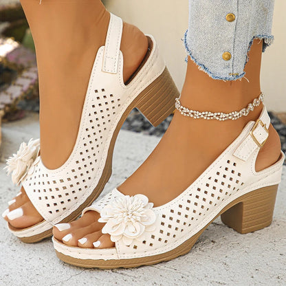 Women's Sandals Sweet Heels Sandals Summer Woman Shoes Fashion Heeled Sandalias Mujer Elegant Shoes Summer Footwear Women 2025 Good Vibrations