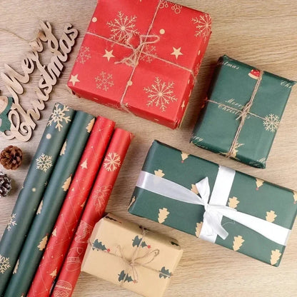 24/1Rolls Christmas Xmas Tree Santa Claus Snowflake Wrapping Paper DIY Craft Gifts Packaging Paper Party Home Decoration Good Vibrations