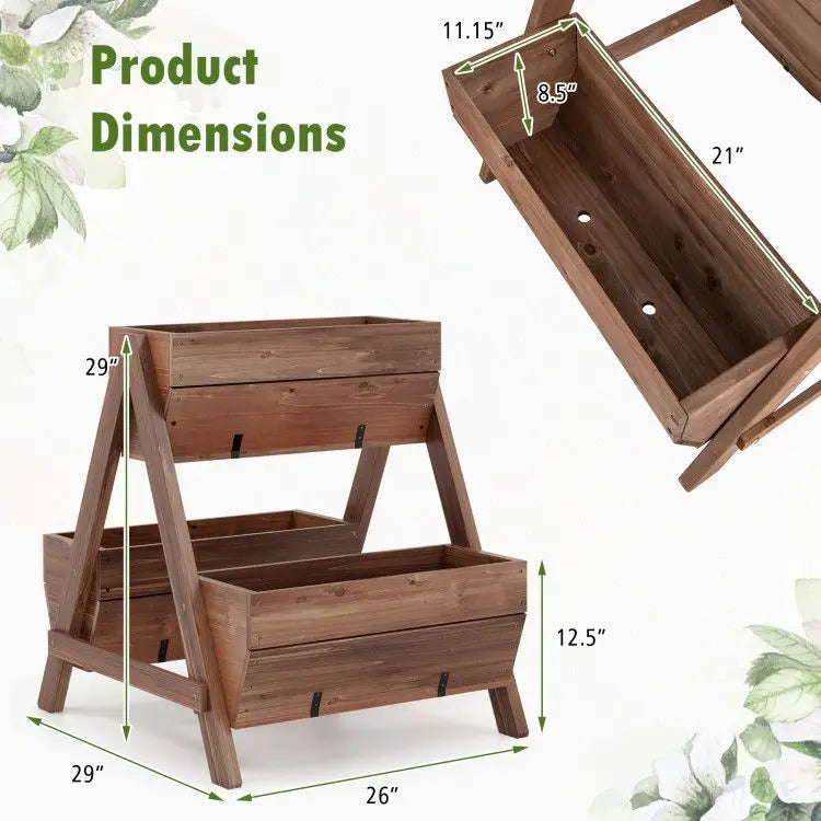 Vertical Raised Garden Bed with 3 Wooden Planter Boxes for Flower Pots & Planters Good Vibrations