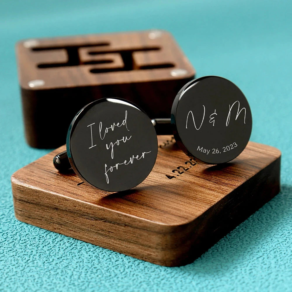 Personalized Wedding Cufflinks Father of the Bride Gift Custom Groomsmen Cufflinks from Bride Good Vibrations