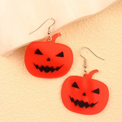 Halloween Dangle Earring With Cartoon Ghost Skeleton Coffin Clown Design Adorable Halloween Women Gift Good Vibrations