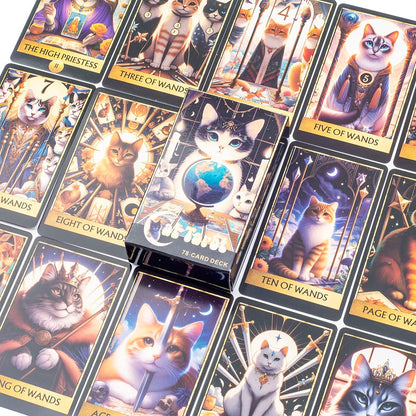 Cat Tarot A 78 Card Deck High Quality English Version Board Game for Easy and Fun Fortune Telling Perfect for Family Gatherings Good Vibrations