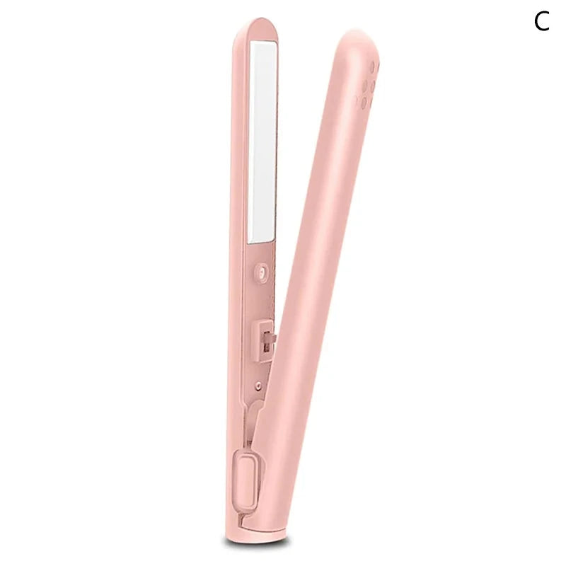 Curling Iron Straightener Usb Rechargeable Hair Straightener Curler Portable Mini 2 In 1 Led Custom Ceramic Coating 25w Good Vibrations