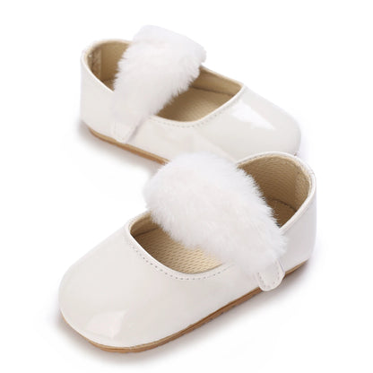 White Spring and Autumn 0-18M Baby Cute Bow Princess Shoes Casual PU Soft Rubber Bottom Anti slip Princess Shoes Walking Shoes Good Vibrations