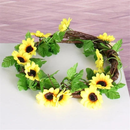 1/2/5pcs 260cm Artificial Yellow Sunflower Garland Flower Vine Wedding Floral Arch Decor Silk Good Vibrations