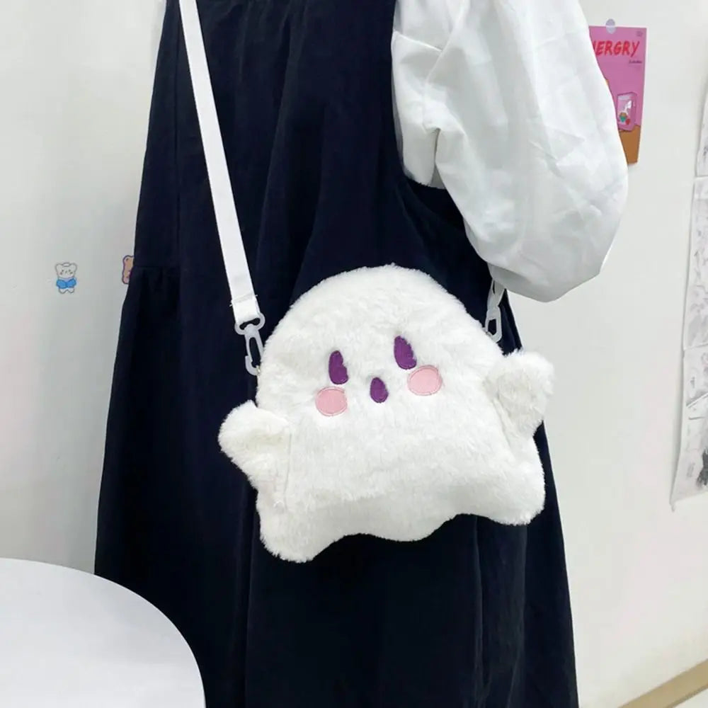 Cute Ghost Kawaii Cartoon Funny Canvas Bag Plush Bag Fashion Casual All Match Messenger Bag Shoulder Bags Women Bag Purse Good Vibrations
