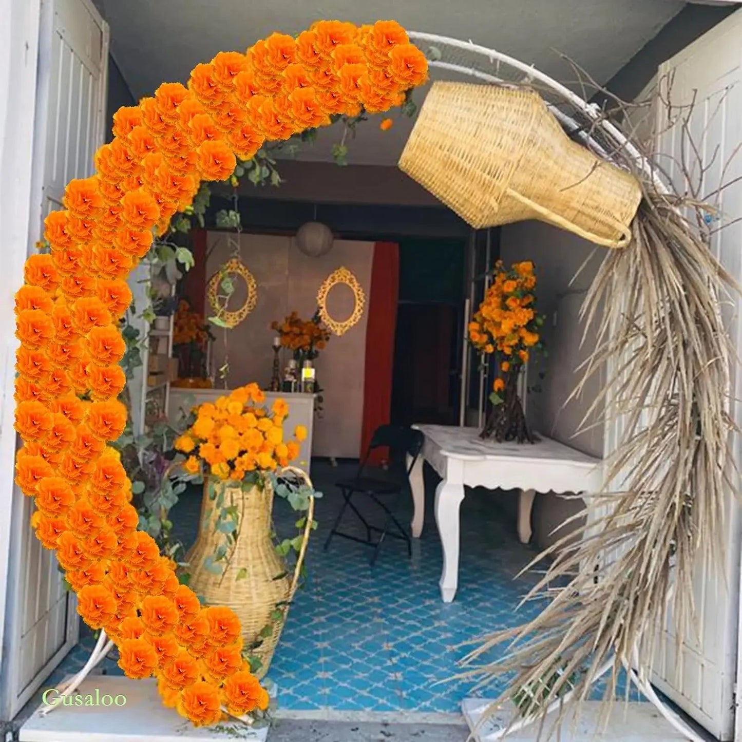 50Pcs Mexican Marigold Artificial Flowers for Day of The Dead Diwali Home DIY Craft Party Halloween Dia De Los Muertos Decor Good Vibrations