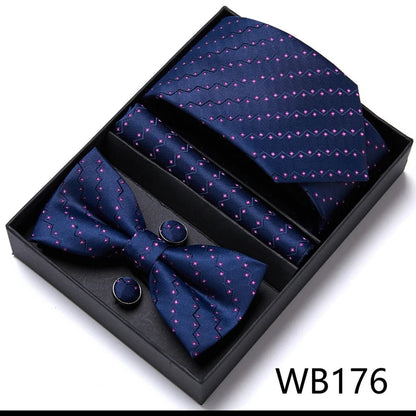 Tie For Men Formal Dress Tuxedo NeckTie Handkerchief Bow Tie Set PlaisyParty Groom Wedding Butterfly Bowtie In Box Good Vibrations