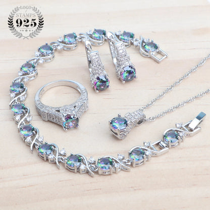 925 Sterling Silver Jewelry Sets For Women Wedding Jewelry Ladies Purple Zircon Earrings Bracelets Set Rings Pendant Necklace Good Vibrations Adult Super Store